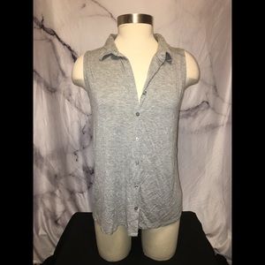 Pink Rose Grey Button Down Tank